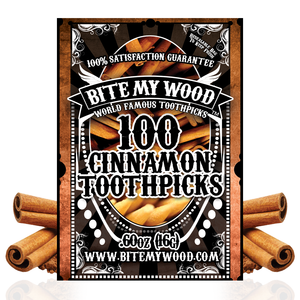 BiteMyWood Cinnamon Flavored Birchwood Toothpicks in Plastic Reusable Bag 100 qty