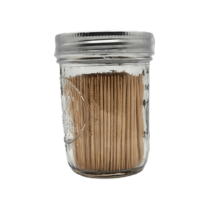 BiteMyWood 600 Cinnamon Wooden Toothpicks in Decorative Glass Jars wit