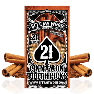 BiteMyWood Flavored Birchwood Toothpicks in Plastic Reusable Bag 21 qty 5 Flavors To Choose From