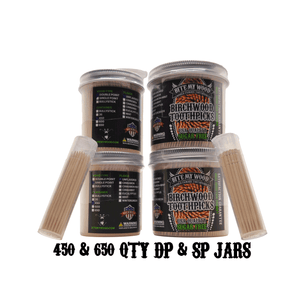 BiteMyWood Unflavored High Quality USA Birchwood Toothpicks in Plastic Tube Or Jars - 2 Sizes Available