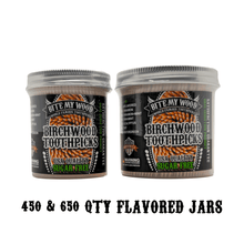 Load image into Gallery viewer, BiteMyWood Flavored High Quality USA Birchwood Toothpicks in Plastic Jars - 2 Sizes Available
