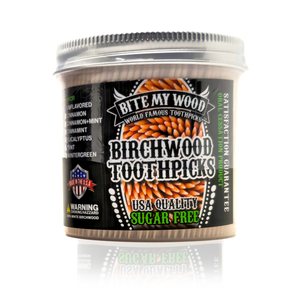 BiteMyWood Unflavored High Quality USA Birchwood Toothpicks in Plastic Tube Or Jars - 2 Sizes Available