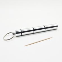 Load image into Gallery viewer, Portable Toothpick Holders – Keychain with Screw Cap in Aluminum &amp; Wood Designs
