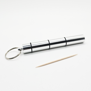 Portable Toothpick Holders – Keychain with Screw Cap in Aluminum & Wood Designs