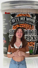 Load and play video in Gallery viewer, BiteMyWood Unflavored High Quality USA Birchwood Toothpicks in Plastic Tube Or Jars - 2 Sizes Available
