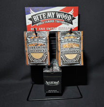 Load image into Gallery viewer, BiteMyWood 2 Hook Metal Store Display Stand With Card Holder
